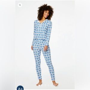 Roller Rabbit Blue Monkey Pajamas - long sleeve size XS WOMENS